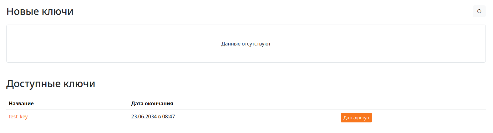 Списки новых и доступных ключей